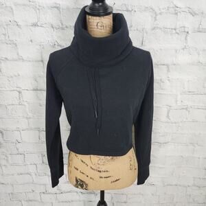 Gymshark Slouch cropped hoodie sweater Sz M black pullover A4N